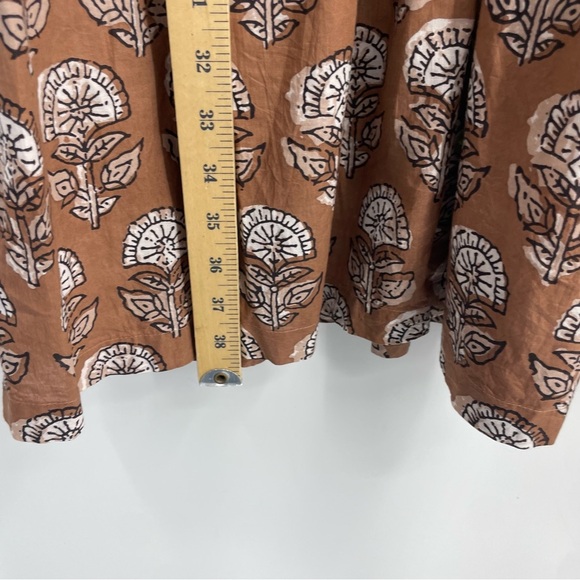 UNCLE FRANK smocked flutter sleeve block floral dress in cocoa brown Sz S - Picture 5 of 7